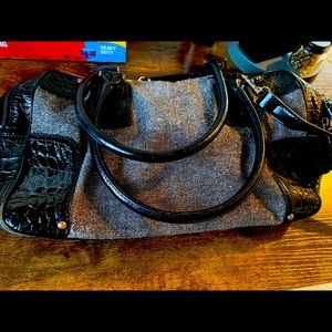 Talbots Tweed Herringbone and Croco Leather Hobo.